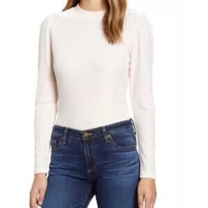 Rachel Parcell top puff shoulder velour M
